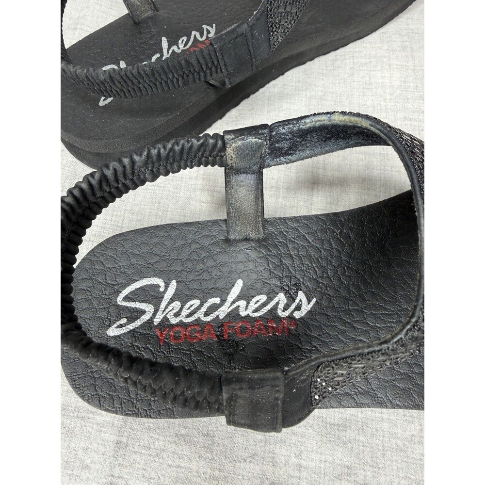 Skechers Sandals Womens 9 Meditation Black Rock Crown Slingback Flats 31560 - Picture 6 of 10